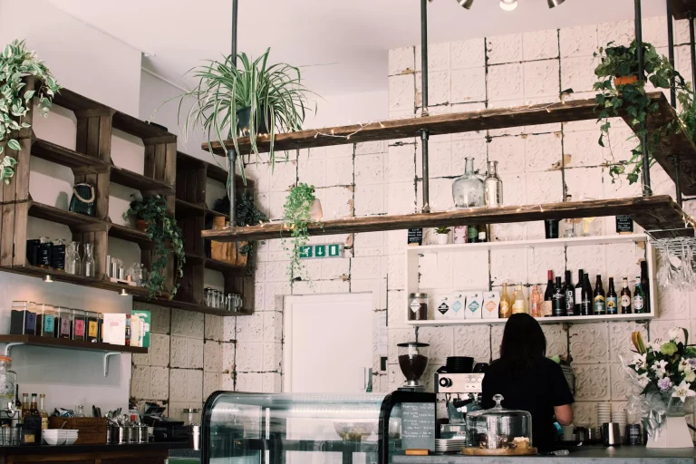 Cafe Interior Modern Desk Wooden Counter