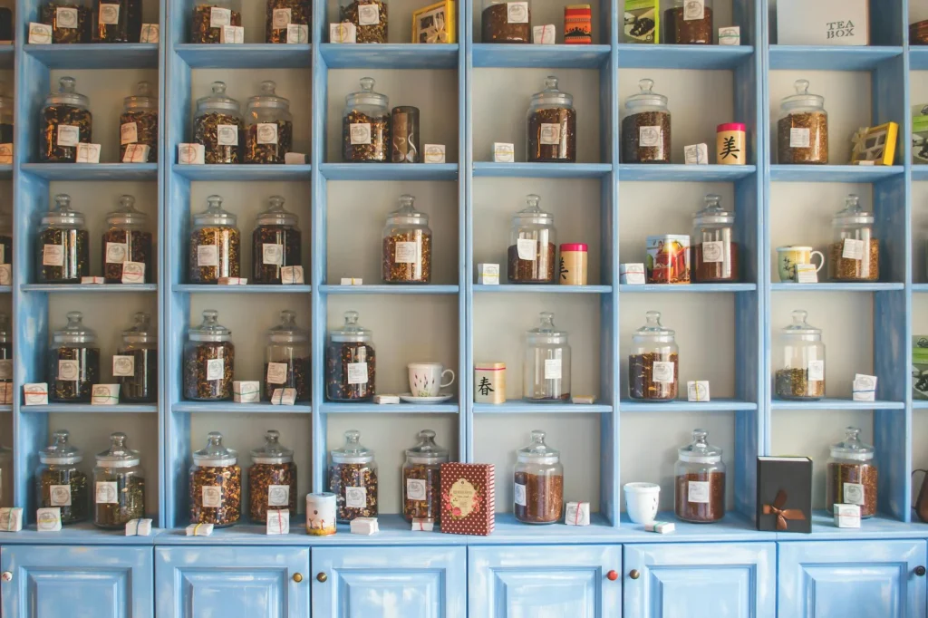 Glass Showcase Wall Shelves Store Interior