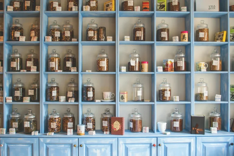 Glass Showcase Wall Shelves Store Interior