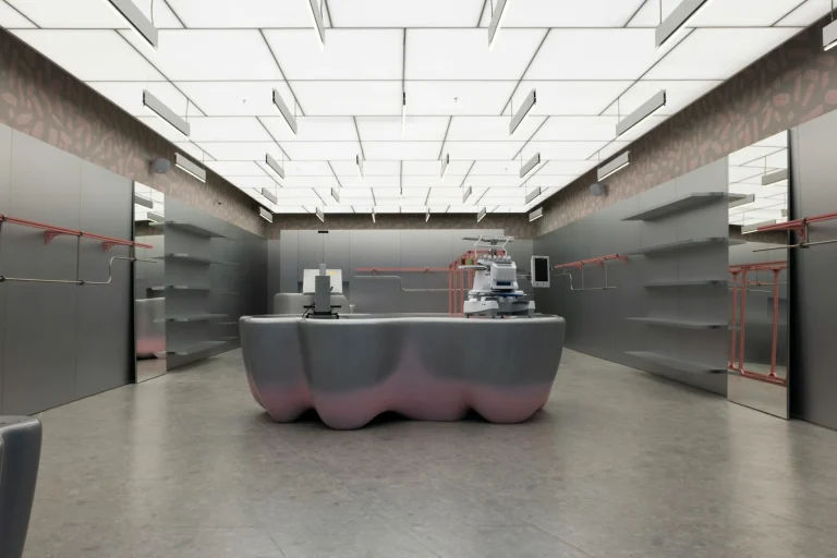Metal Shelves Retail Store Interior
