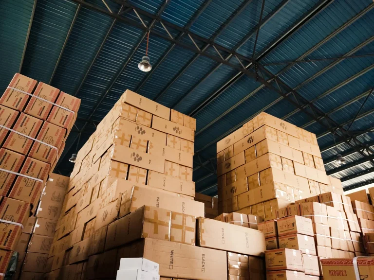 Organized Warehouse Clothing Boxes