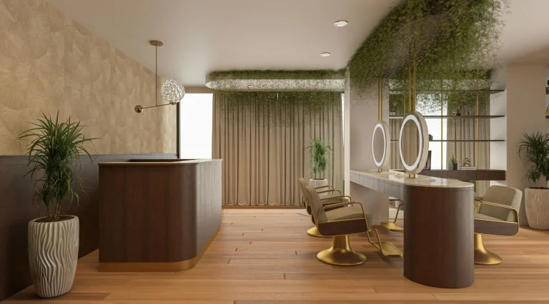 Salon Reception Minimalist Desk Modern Interior