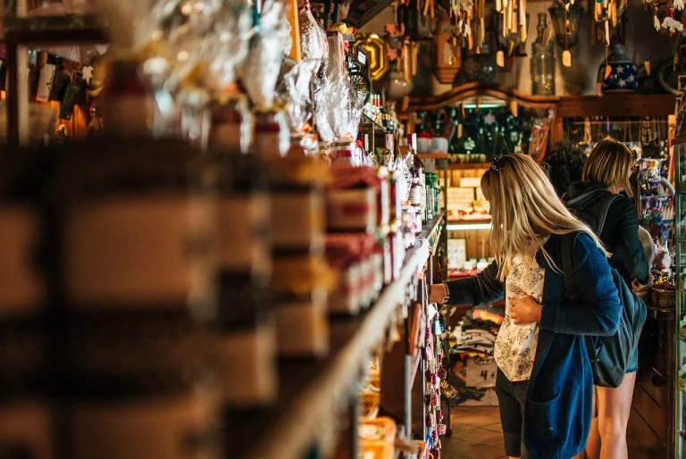 Wooden Shelf Supermarket Interior